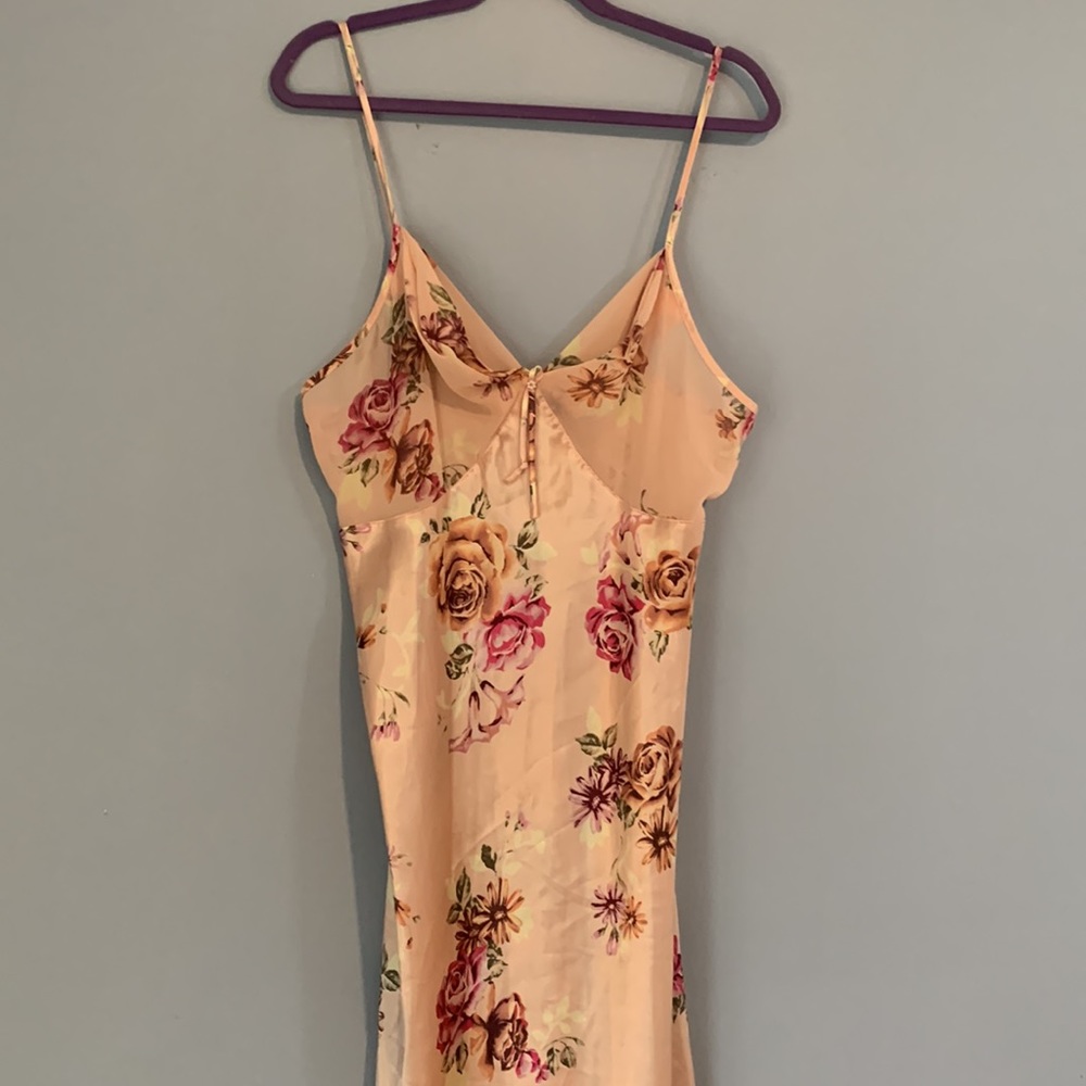 Slip Dress Lingerie Silky Floral Size Large Sexy Evening wear Dainty Pea… - Picture 5 of 10
